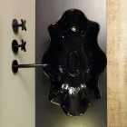 Countertop washbasin in black and gold ceramic design made in Italy Cubo Viadurini