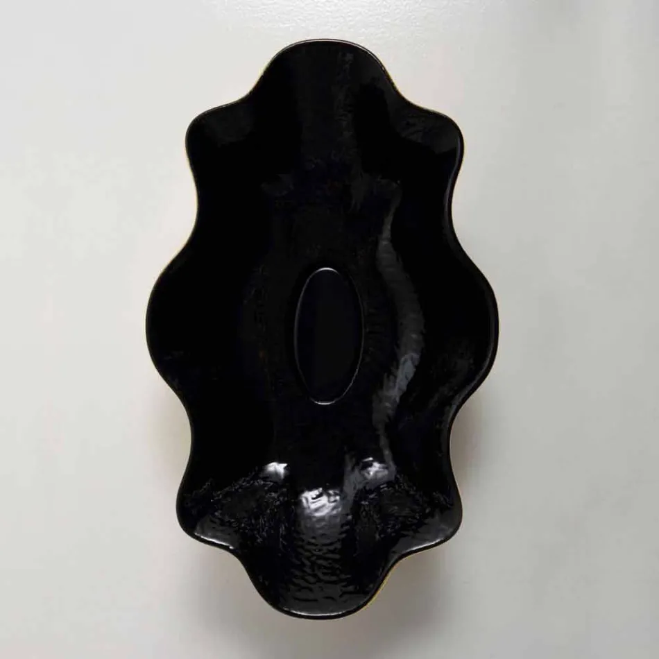 Countertop washbasin in black and gold ceramic design made in Italy Cubo Viadurini