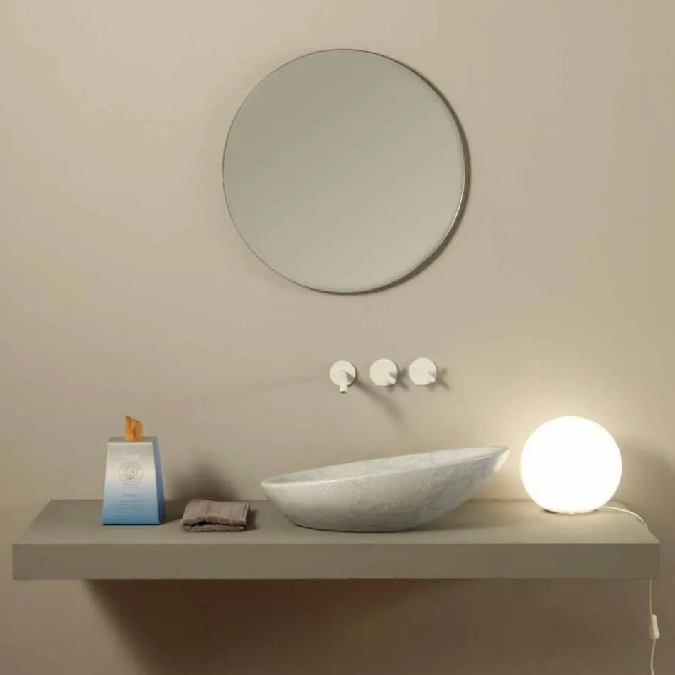 White ceramic python design washbasin made in Italy Glossy Viadurini