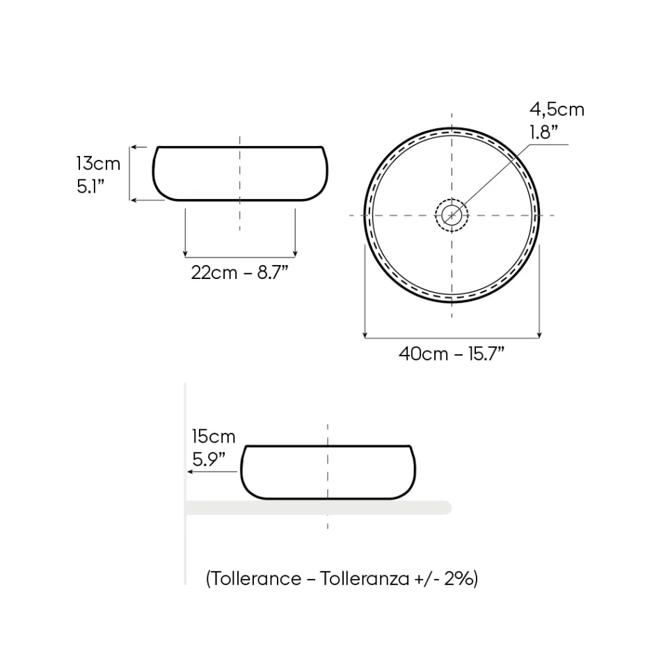 Hand-Turned Light or Dark Raku Clay Countertop Sink - Prisma Viadurini