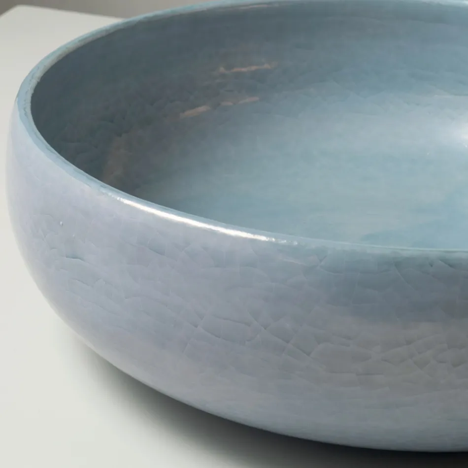 Raku Clay Countertop Sink with Metallic Craquelé Luster - Prisma Viadurini