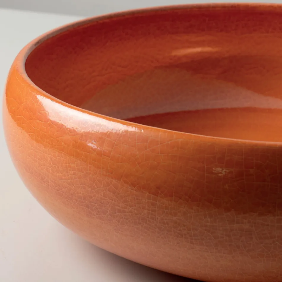 Raku Clay Countertop Sink with Metallic Craquelé Luster - Prisma Viadurini