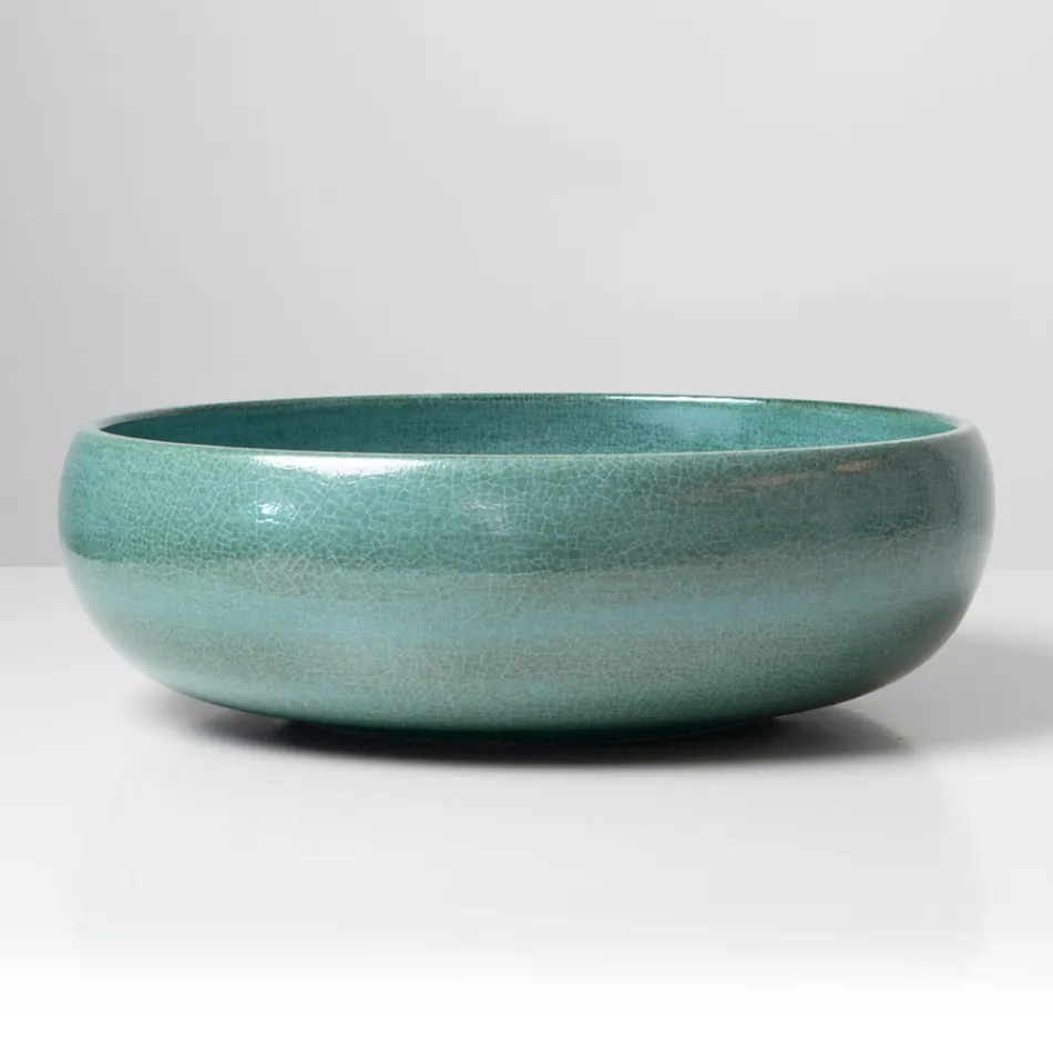 Raku Clay Countertop Sink with Metallic Craquelé Luster - Prisma Viadurini