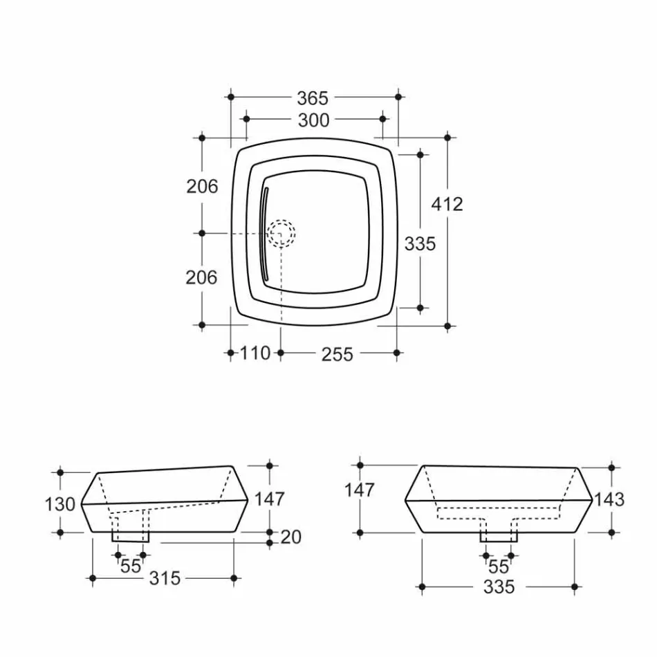 Countertop washbasin in white ceramic design made in Italy Simon Viadurini