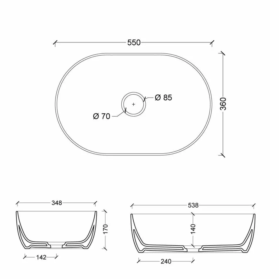 Countertop washbasin in white or colored Star 55x35 made in Italy ceramic Viadurini