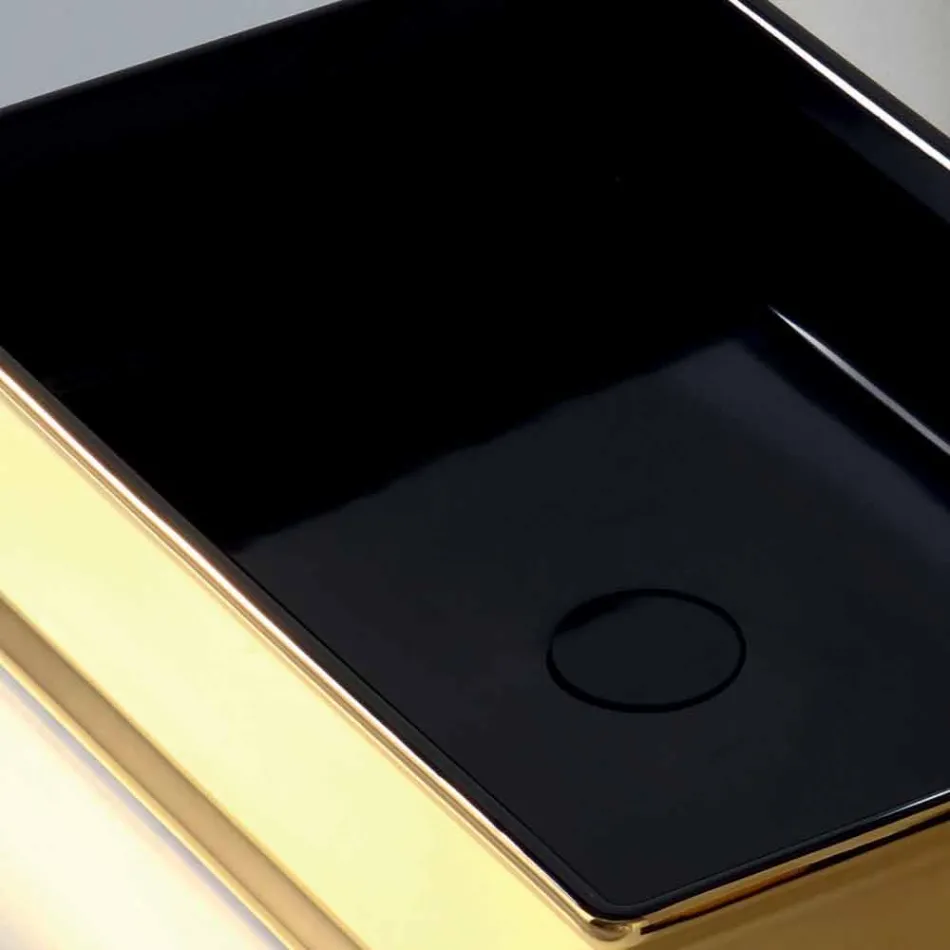 Two-color ceramic countertop washbasin produced in Italy by Debora Viadurini