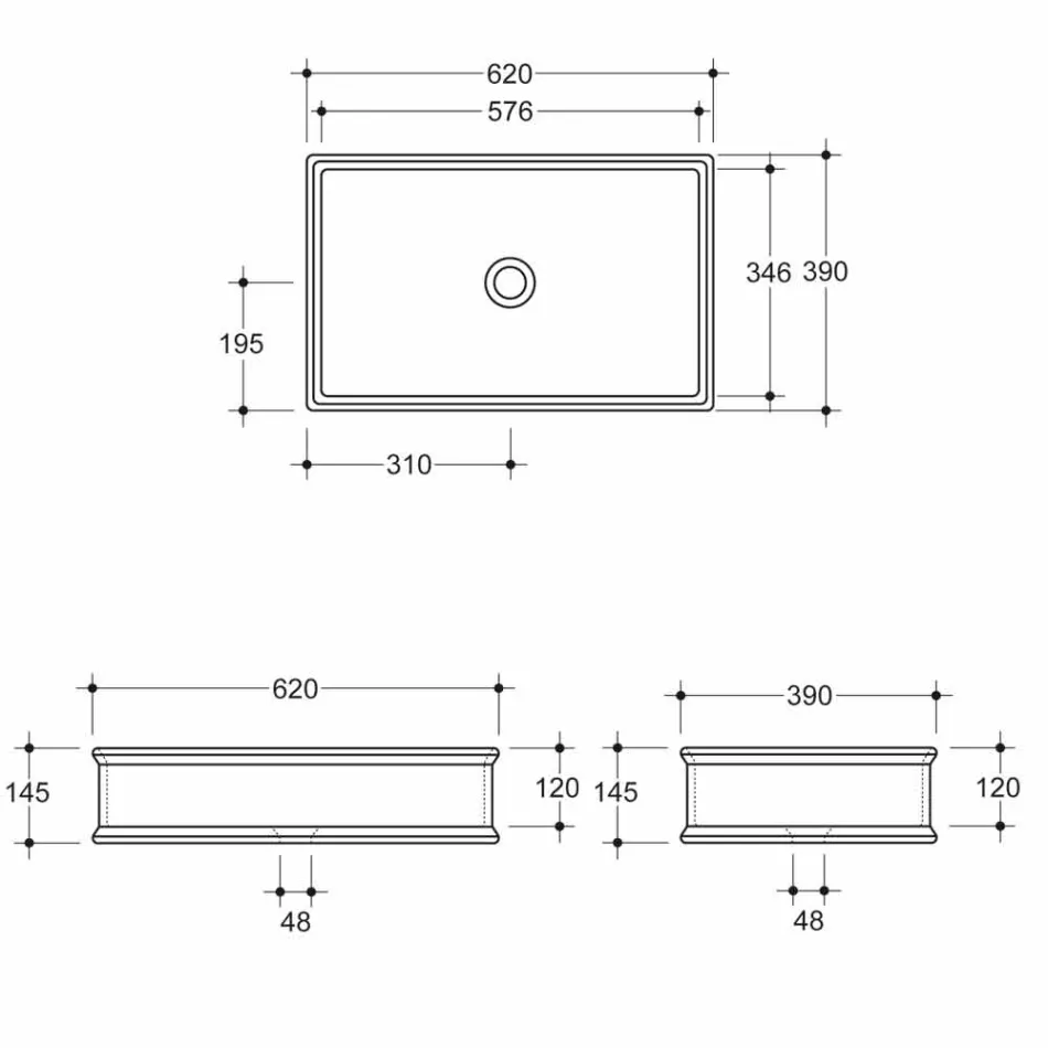 Two-color ceramic countertop washbasin produced in Italy by Debora Viadurini