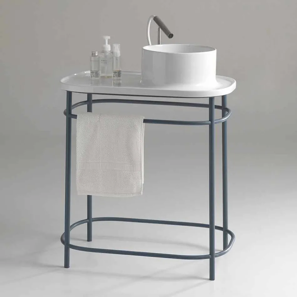 Washbasin in full ceramic metal base Marta Viadurini