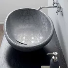 Countertop washbasin in gray coconut printed ceramic made in Italy Glossy Viadurini