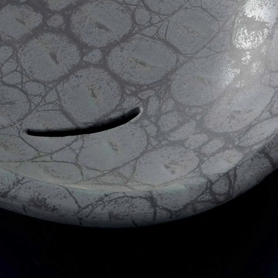 Countertop washbasin in gray coconut printed ceramic made in Italy Glossy Viadurini