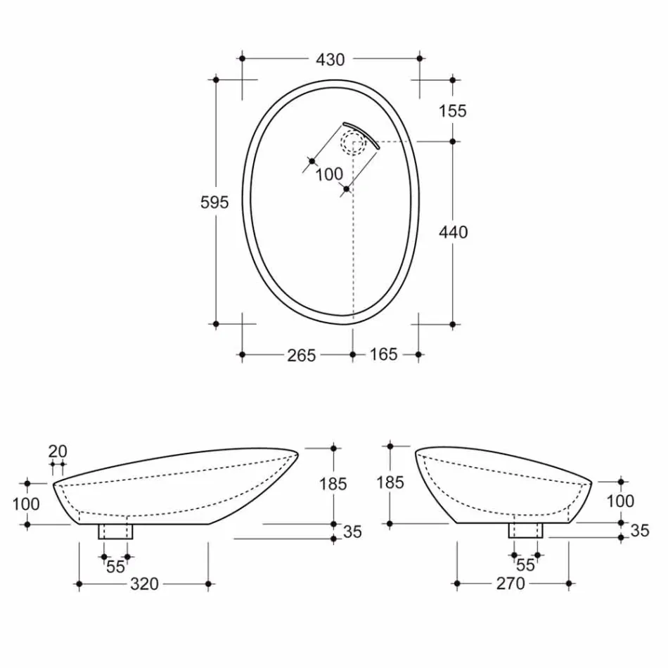 Countertop washbasin in gray coconut printed ceramic made in Italy Glossy Viadurini