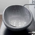 Countertop washbasin in ceramic with gray coconut print Glossy