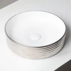 Countertop Washbasin in Wavy Porcelain Stoneware Made in Italy - Vibrazione Viadurini