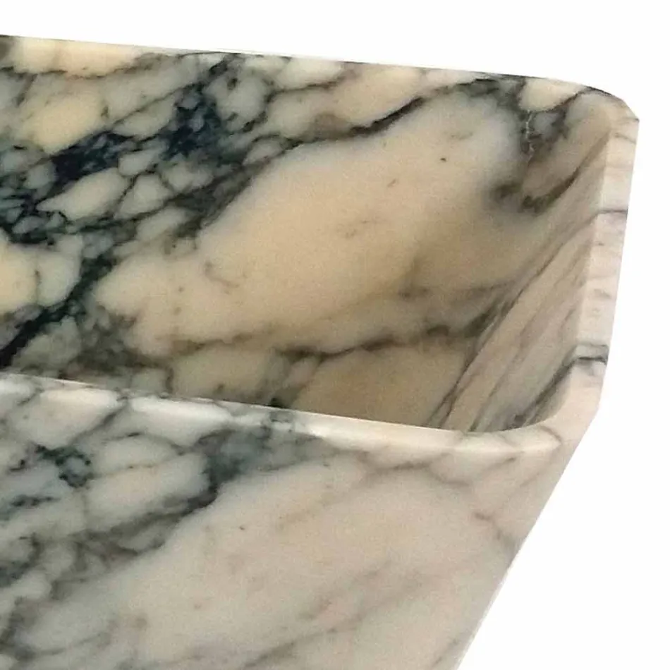 Countertop Washbasin in Paonazzo Marble Squared Design Made in Italy - Karpa Viadurini