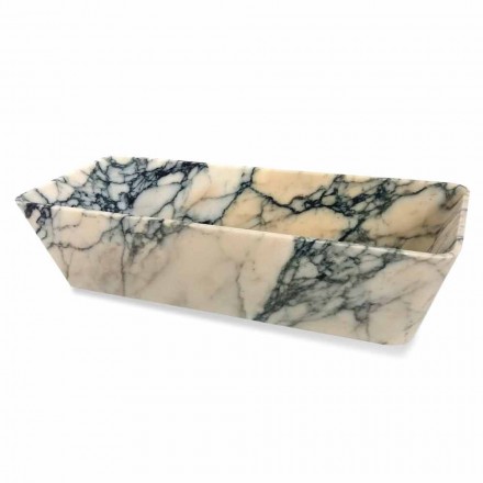 Countertop Washbasin in Paonazzo Marble Squared Design Made in Italy - Karpa Viadurini