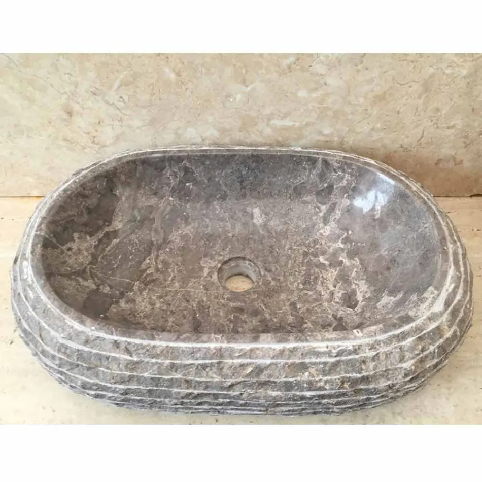 Ivy gray stone countertop washbasin, unique piece Viadurini