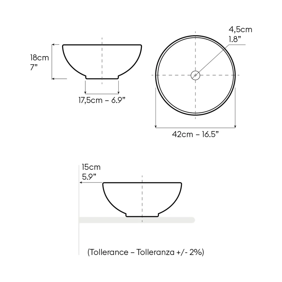 Hand-Turned Raku Countertop Sink Made in Italy - Magma Viadurini