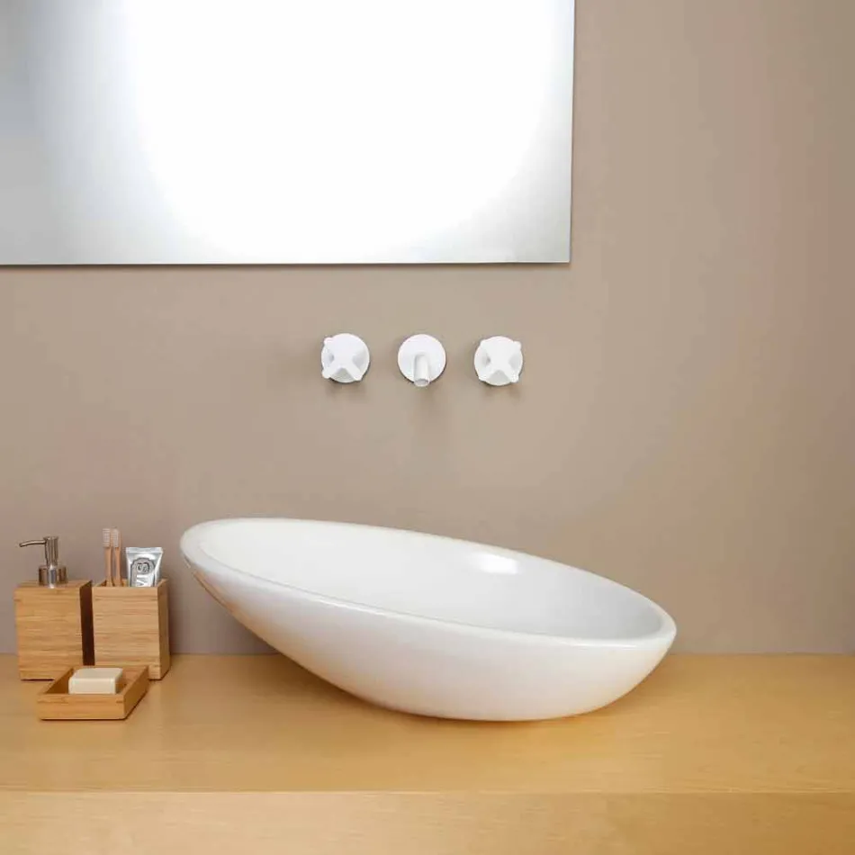Design inclined ceramic washbasin made in Italy Glossy Viadurini