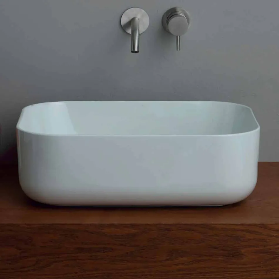 Modern countertop washbasin in white or colored ceramic Star 50x37 cm Viadurini