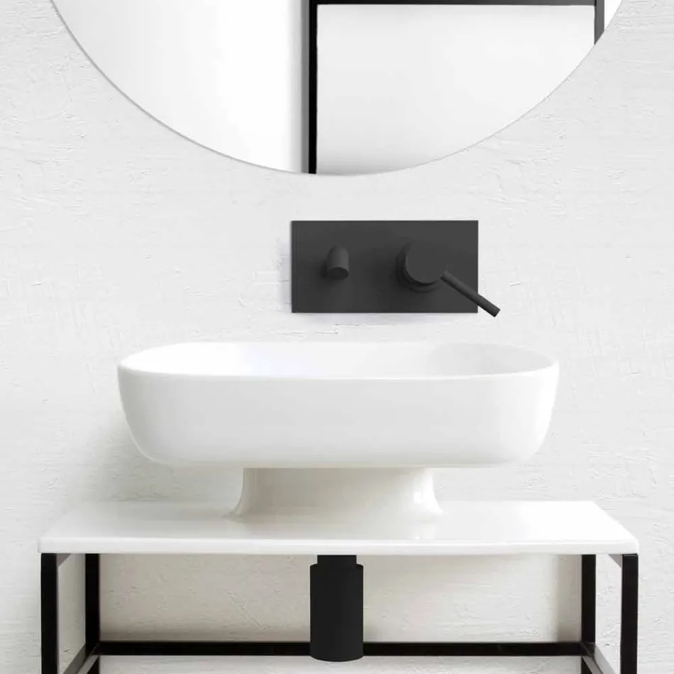 Modern ceramic countertop washbasin made in Italy, Reale Viadurini