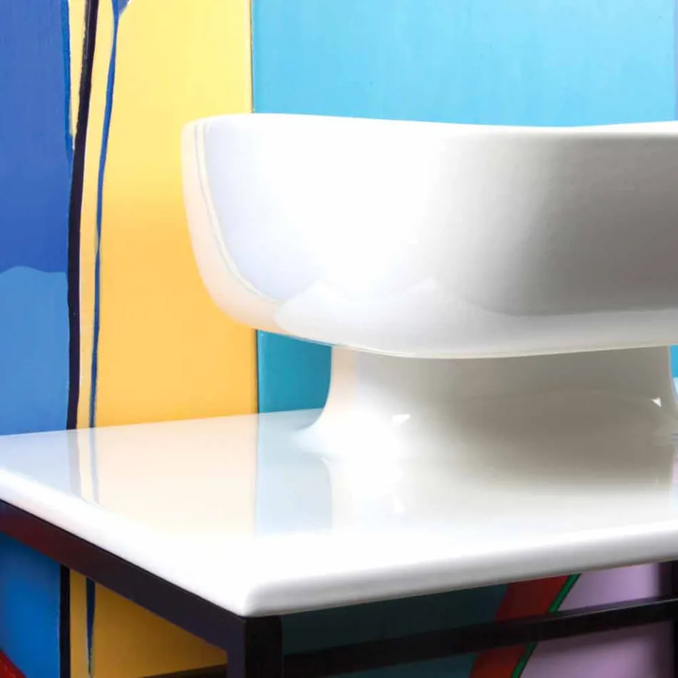 Modern ceramic countertop washbasin made in Italy, Reale Viadurini