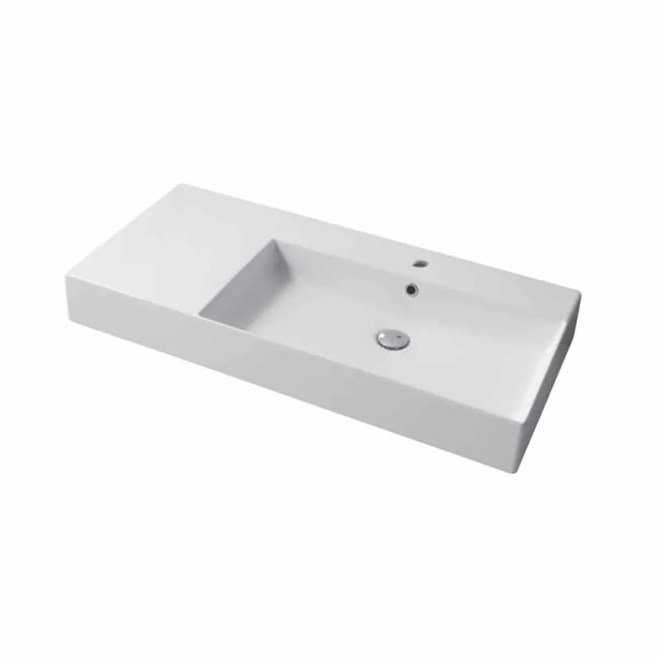Countertop or Wall Mounted Single Hole Right Washbasin in Leivi Ceramic Viadurini
