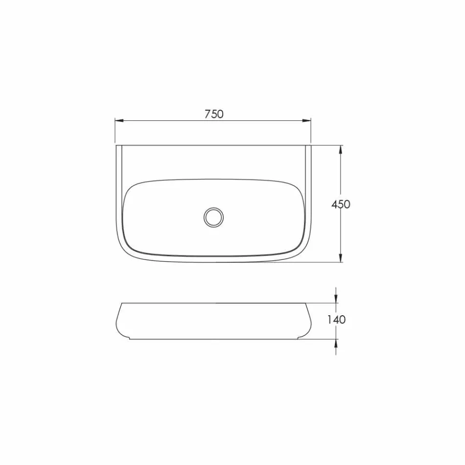 Countertop or wall-mounted ceramic washbasin W 75cm made in Italy, Gais Viadurini