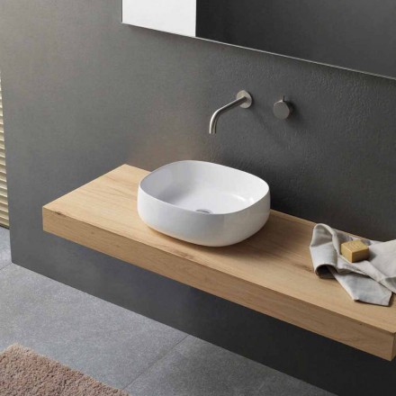 Countertop Washbasin in White Ceramic Modern Oval Design - Tune3 Viadurini