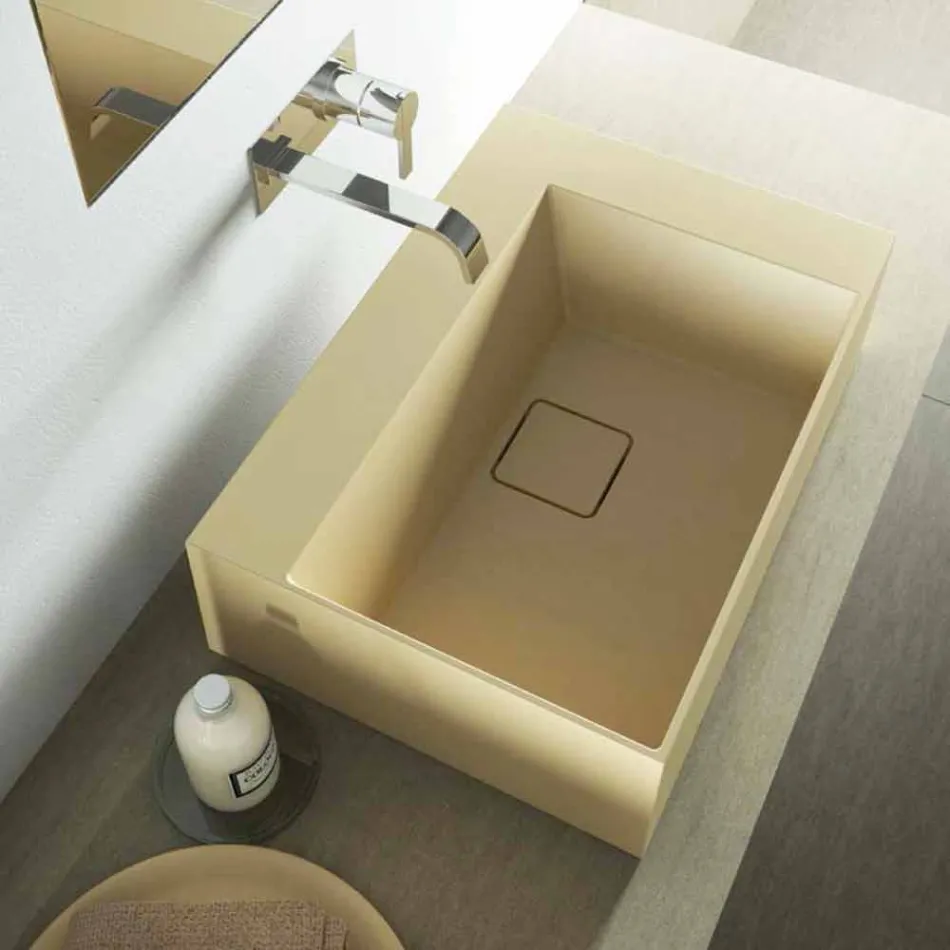 Modern design square washbasin made in Italy, Lavis Viadurini