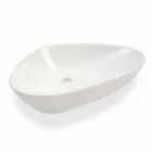 Shaped Countertop Washbasin in White Ceramic Made in Italy - Hamburg Viadurini