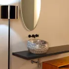 Caiman ceramic round countertop washbasin made in Italy Elisa design Viadurini