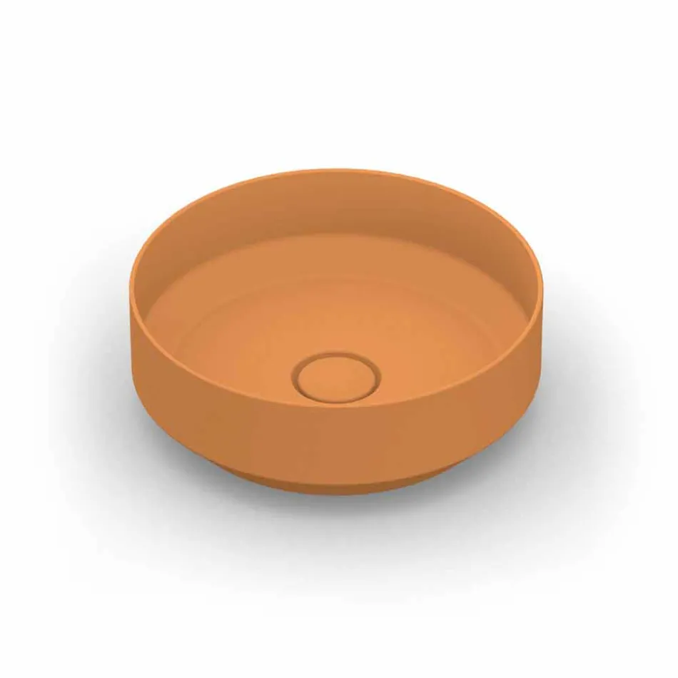 Round modern ceramic countertop washbasin made in Italy, Yoel Viadurini