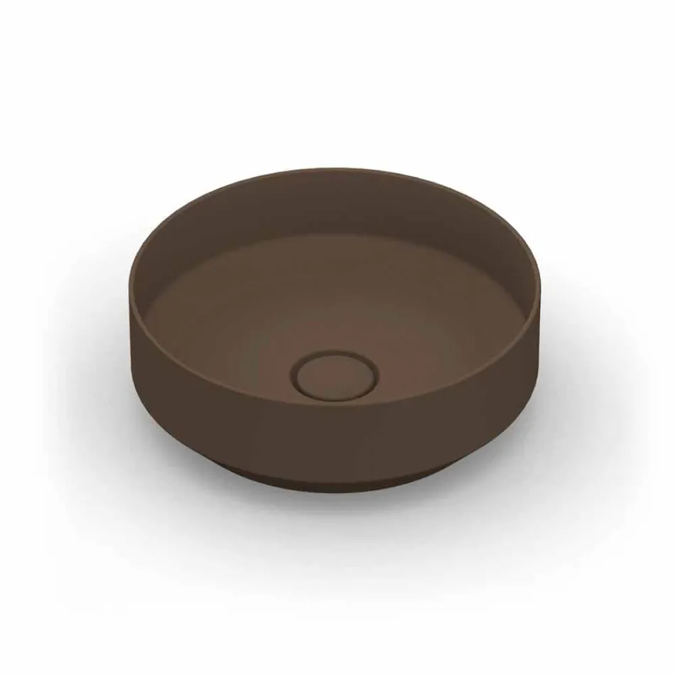 Round modern ceramic countertop washbasin made in Italy, Yoel Viadurini