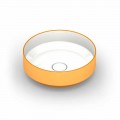 Modern circular countertop sink in pottery made in Italy, Yoel