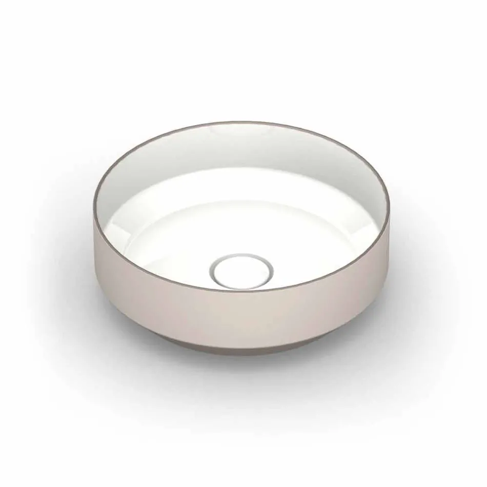 Round modern ceramic countertop washbasin made in Italy, Yoel Viadurini