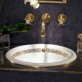 Built-in bathroom sink in fire clay and 24k gold made in Italy, Otis
