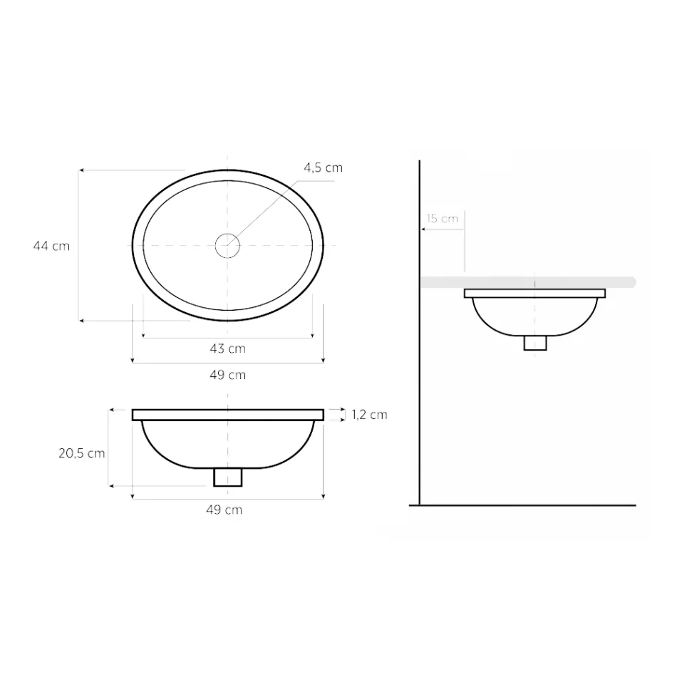 Built-in Bathroom Sink in Hand-Cast Fire Clay Made in Italy - Erioli Viadurini
