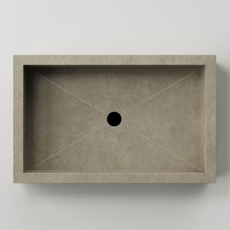 Rectangular Bathroom Washbasin in Porcelain Stoneware Made in Italy - Ludmilla Viadurini