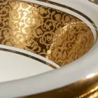 Round built-in sink in fire clay and gold made in Italy, Otis Viadurini