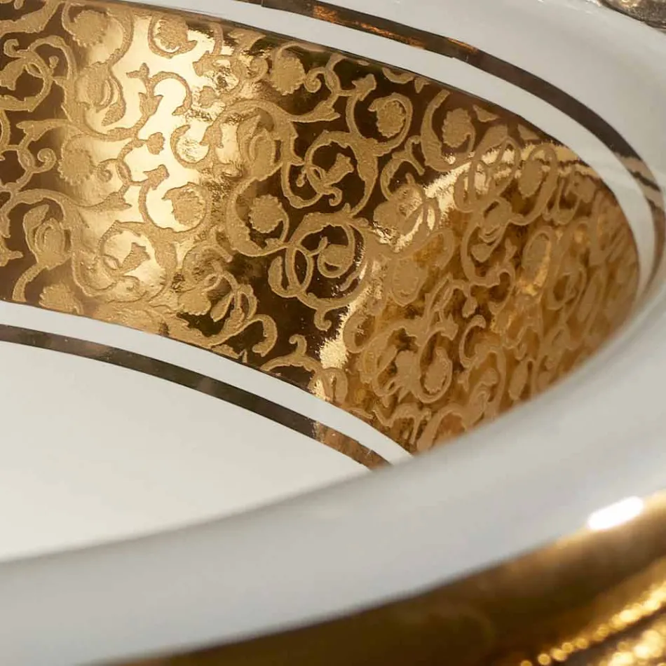 Round built-in sink in fire clay and gold made in Italy, Otis Viadurini