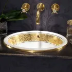 Round built-in sink in fire clay and gold made in Italy, Otis Viadurini