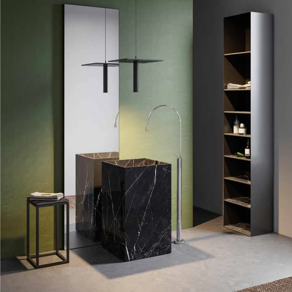 Geometric Design Floor Washbasin in Porcelain Stoneware 4 Finishes - Calogero Viadurini