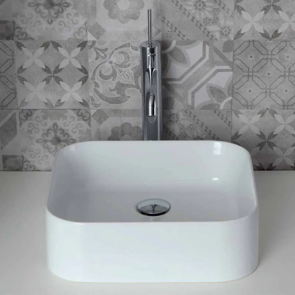 Design washbasin in ceramic Made in Italy Leivi Viadurini