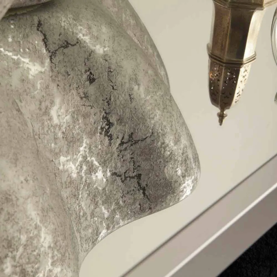 White silver ceramic countertop washbasin made in Italy Cubo Viadurini