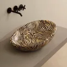 Design ceramic countertop washbasin with orange zebra made in Italy Glossy Viadurini