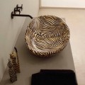 Orange ceramic countertop Glossy with zebra-pattern, made in Italy