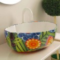 Patterned ceramic countertop basin Oscar, modern design made in Italy