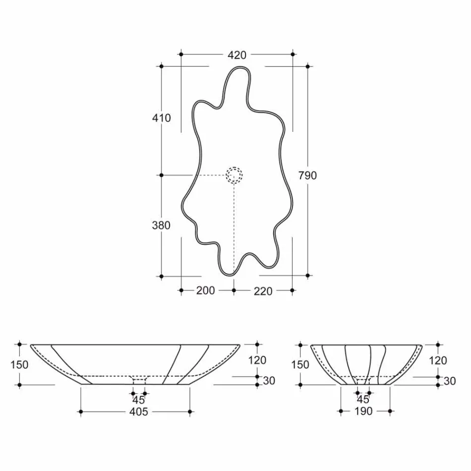 Modern design countertop black ceramic washbasin made in Italy Rayan Viadurini