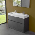 Double Washbasin with Floor Cabinet Modern Design in Laminate - Pompei