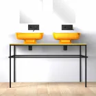 Double wall-mounted modern ceramic washbasin made in Italy, Reale Viadurini